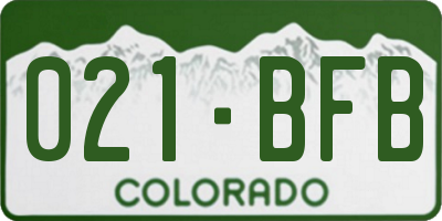 CO license plate 021BFB