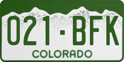 CO license plate 021BFK