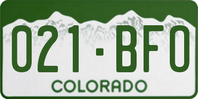 CO license plate 021BFO