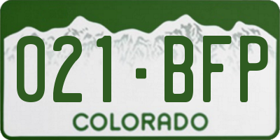 CO license plate 021BFP