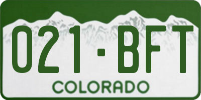 CO license plate 021BFT