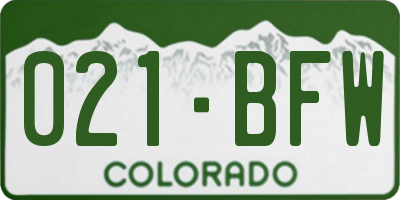 CO license plate 021BFW