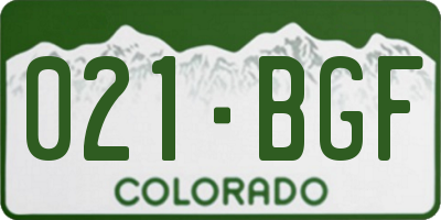 CO license plate 021BGF