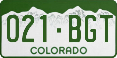 CO license plate 021BGT