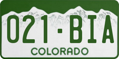 CO license plate 021BIA