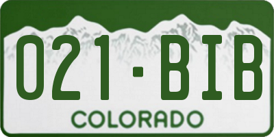 CO license plate 021BIB