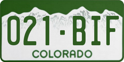 CO license plate 021BIF