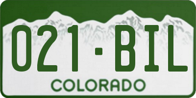 CO license plate 021BIL