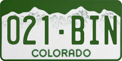 CO license plate 021BIN