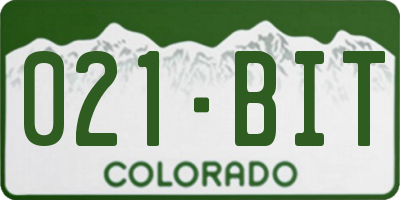 CO license plate 021BIT