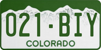 CO license plate 021BIY