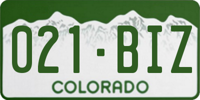 CO license plate 021BIZ