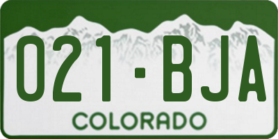 CO license plate 021BJA
