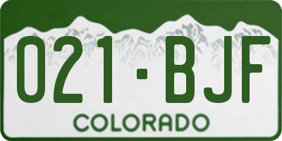 CO license plate 021BJF