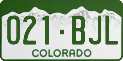CO license plate 021BJL