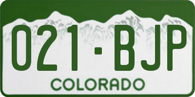 CO license plate 021BJP