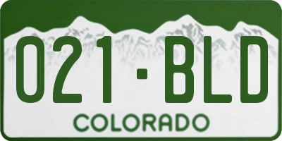 CO license plate 021BLD