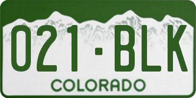 CO license plate 021BLK