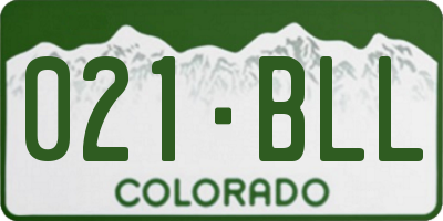 CO license plate 021BLL