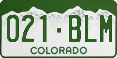 CO license plate 021BLM