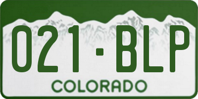 CO license plate 021BLP
