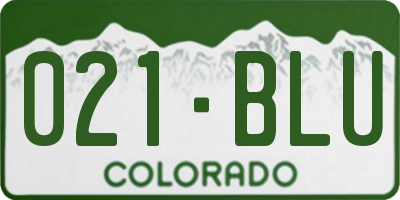 CO license plate 021BLU