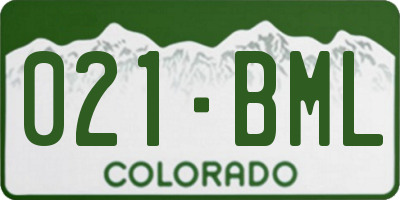 CO license plate 021BML