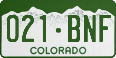 CO license plate 021BNF