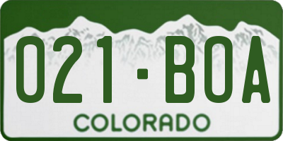CO license plate 021BOA