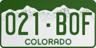 CO license plate 021BOF
