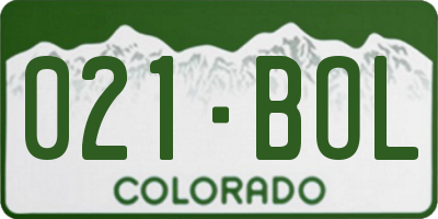 CO license plate 021BOL