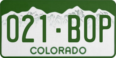 CO license plate 021BOP