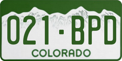 CO license plate 021BPD
