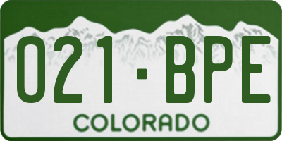 CO license plate 021BPE