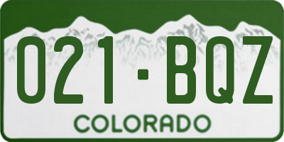 CO license plate 021BQZ