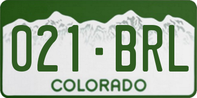 CO license plate 021BRL