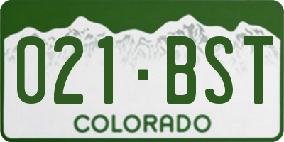 CO license plate 021BST
