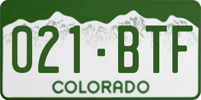 CO license plate 021BTF