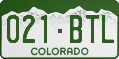 CO license plate 021BTL