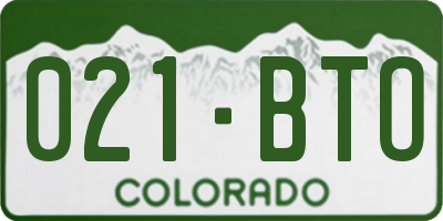 CO license plate 021BTO