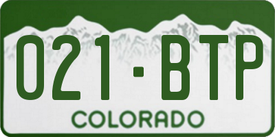 CO license plate 021BTP