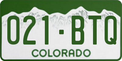 CO license plate 021BTQ