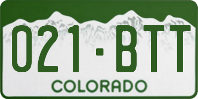 CO license plate 021BTT