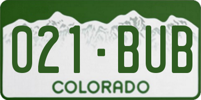 CO license plate 021BUB