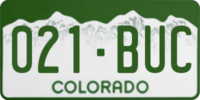 CO license plate 021BUC