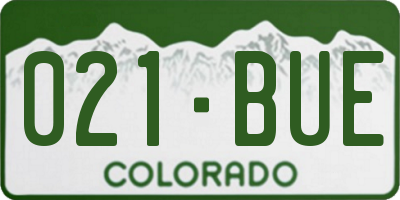 CO license plate 021BUE