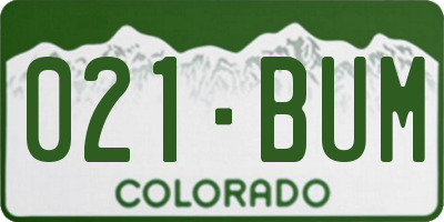 CO license plate 021BUM