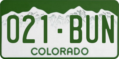 CO license plate 021BUN