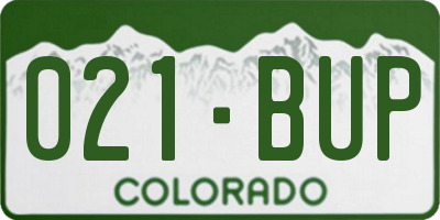 CO license plate 021BUP