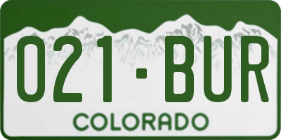 CO license plate 021BUR